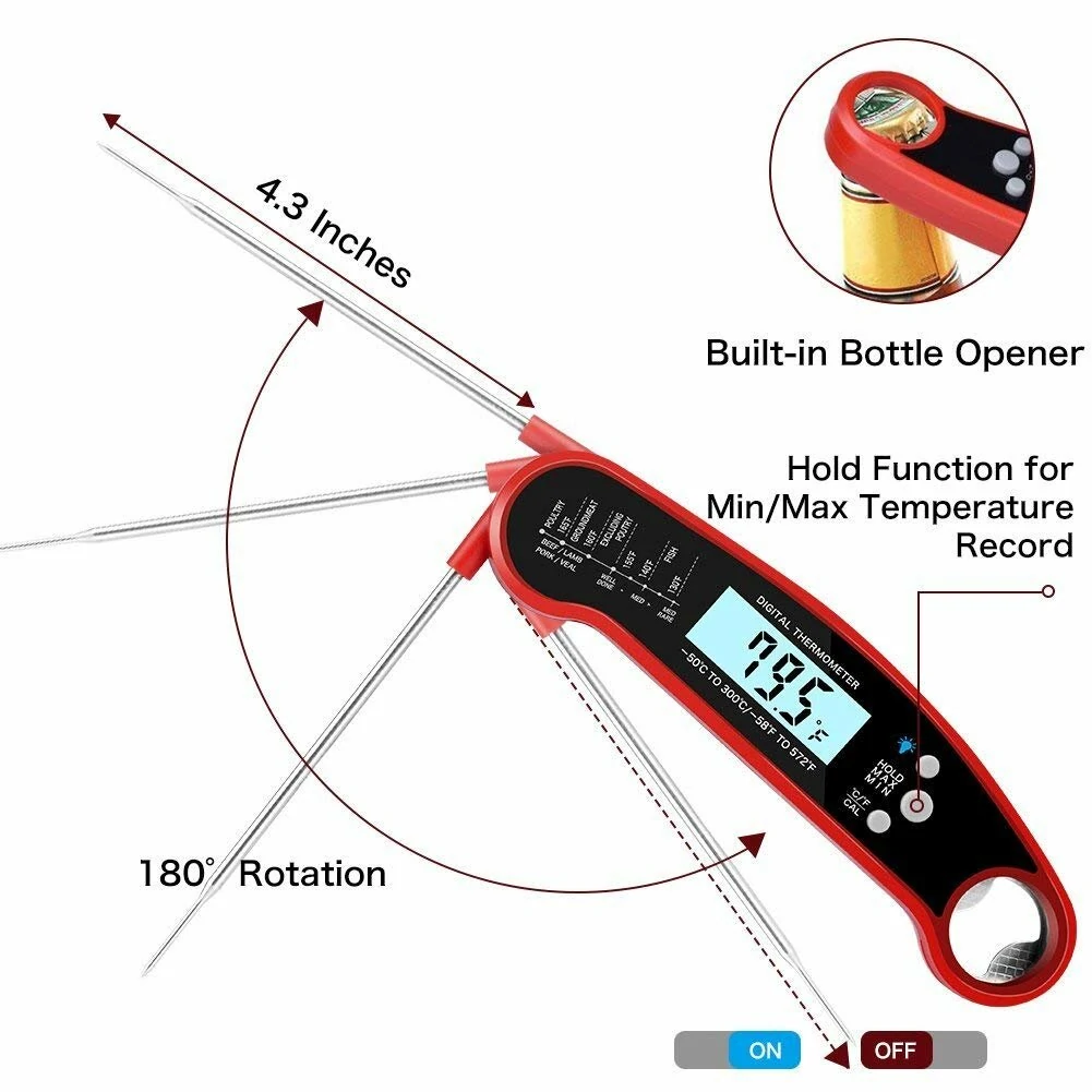AGSIVO Fast Instant Read Digital Food Meat Thermometer Waterproof For BBQ Kitchen Cooking Grilling — view 8