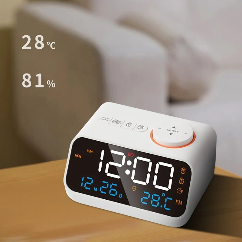 AGSIVO FM Radio Digital Alarm Clock with Dual Alarm / Snooze / Temperature Display / Date Display / Memory Function — view 4