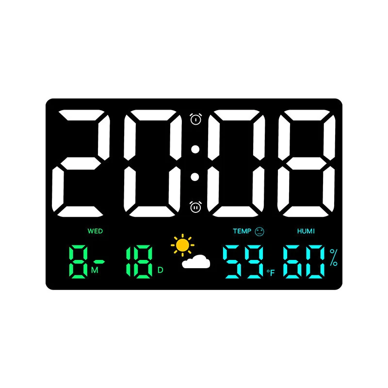AGSIVO Large Digital Wall Clock Alarm Clock Large LED Display with Remote Control / Automatic Brightness / Indoor Temperature / Humidity / Date / Week / 12/24H For Home Office Classroom — view 3
