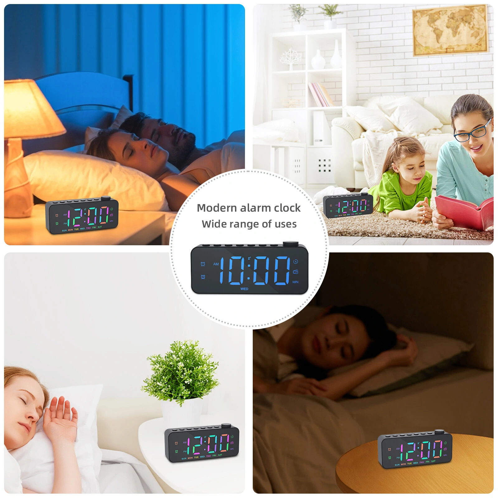 AGSIVO LED Digital Alarm Clock with FM Radio / Dual Alarm / Snooze / External USB Charging Port / Dimmable Night Light For Bedroom / Office — view 10