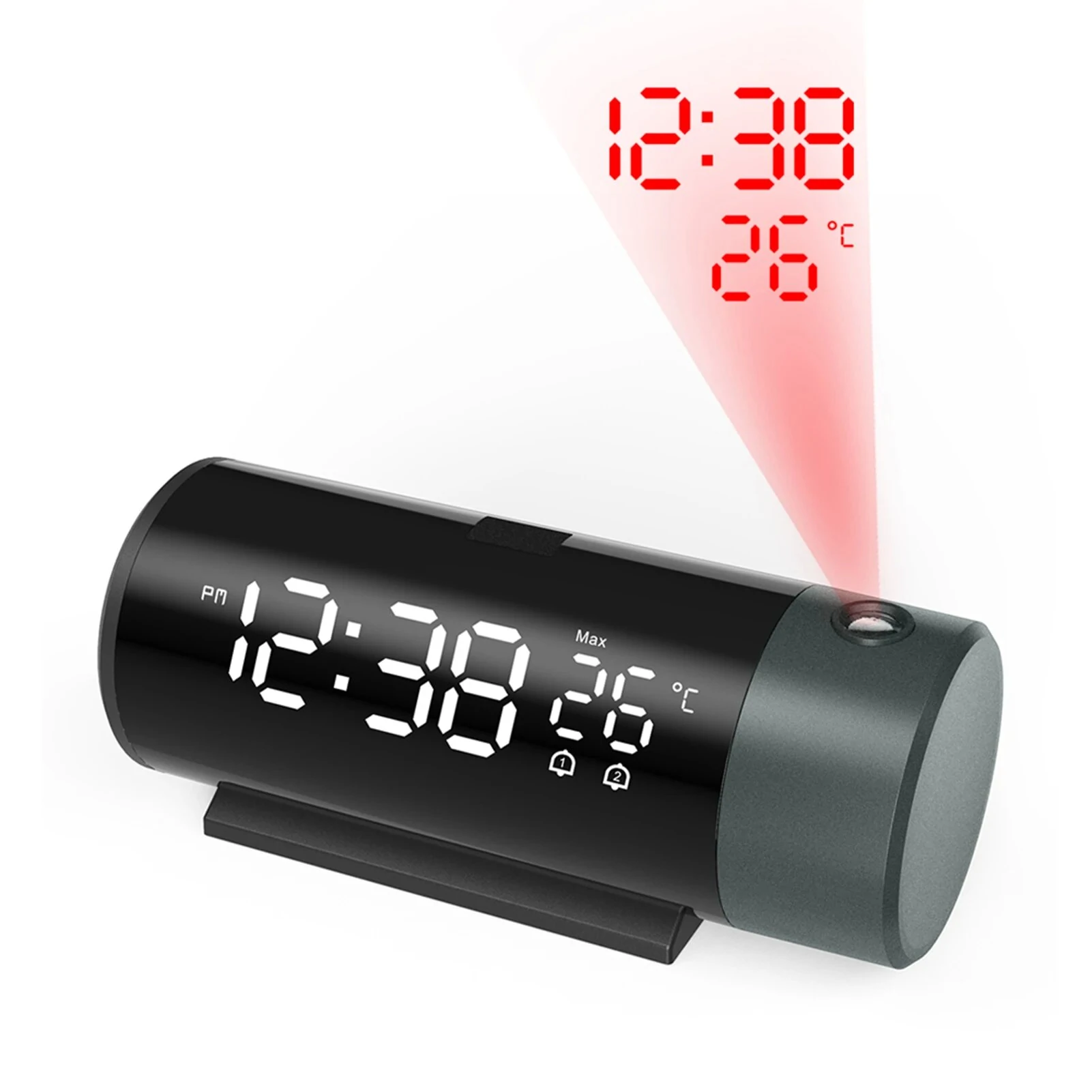 AGSIVO LED Digital Projection Alarm Clock with Projection on Ceiling Wall / Snooze / Temperature Display / External USB Power Supply For Bedroom — view 3