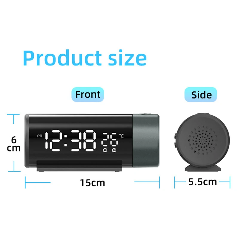 AGSIVO LED Digital Projection Alarm Clock with Projection on Ceiling Wall / Snooze / Temperature Display / External USB Power Supply For Bedroom — view 9