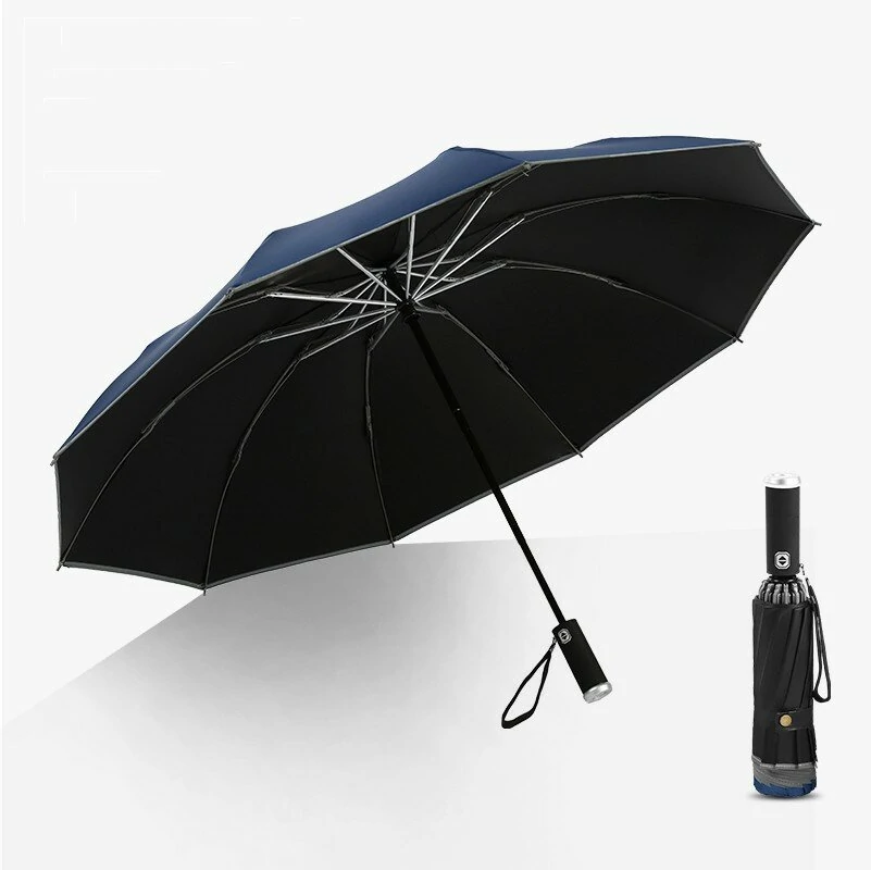 AGSIVO LED Light Travel Automatic Folding Reverse Umbrella 10 Ribs Reinforced Windproof UPF 50+ UV Protection Auto Open Close For Men and Women — view 3