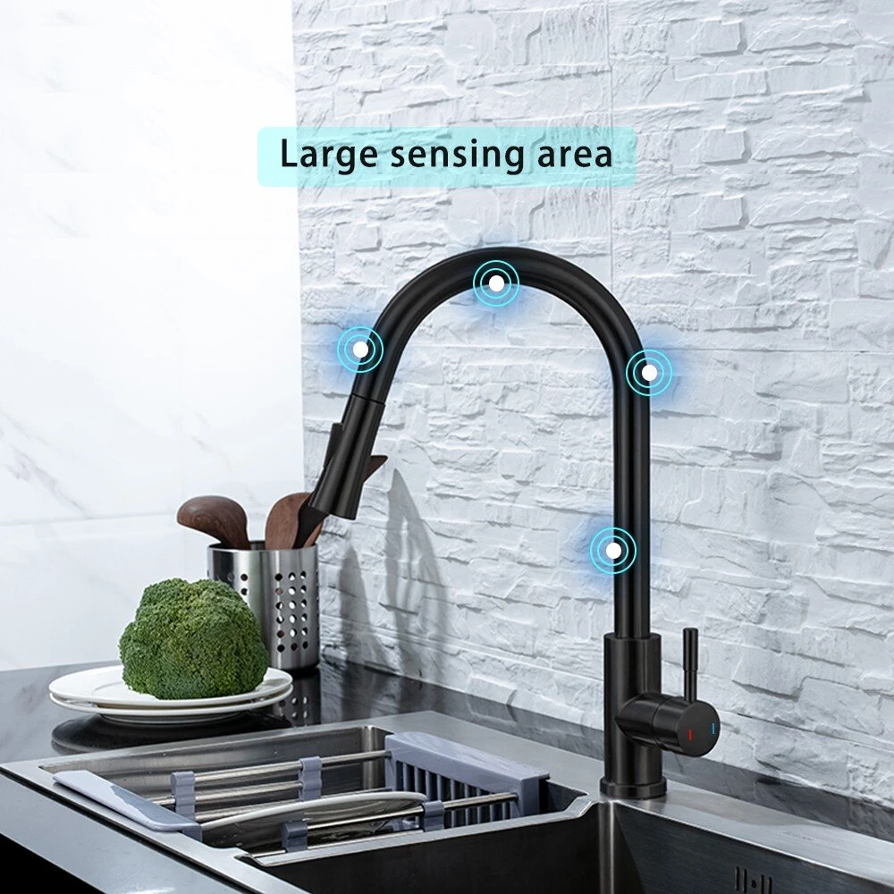 AGSIVO Smart Touch Kitchen Sink Faucet 360 ° Rotation with Pull Down Sprayer Motion Sensor Cold Hot Mixed Tap SUS 304 Stainless Steel Brushed Nickel — view 10