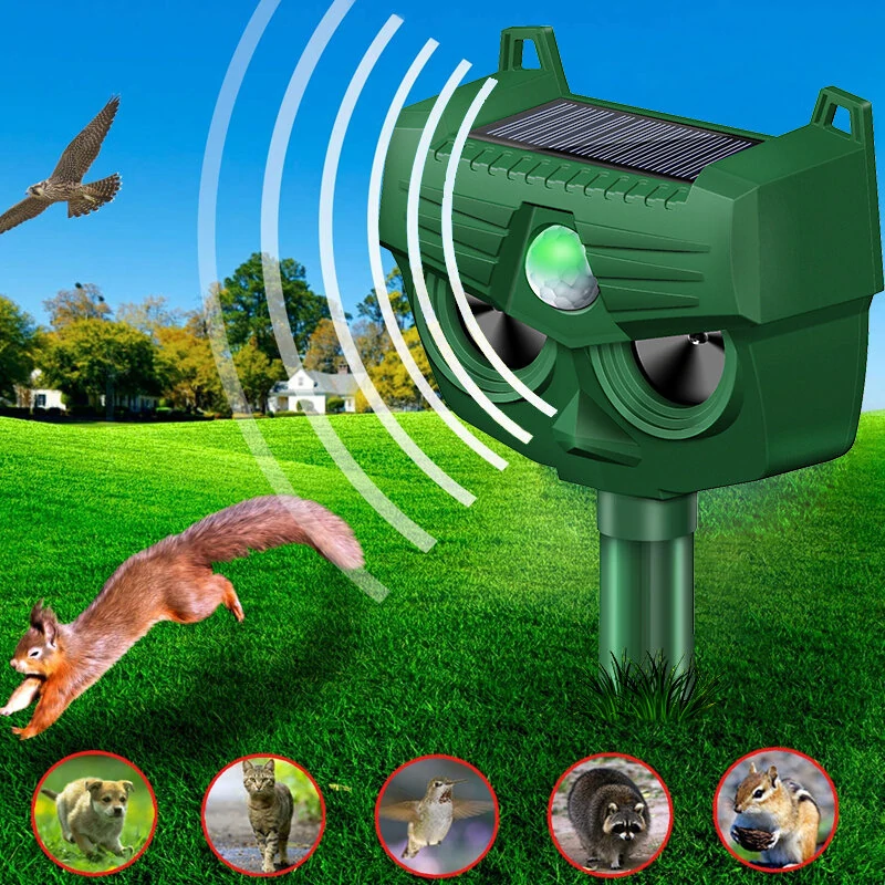 AGSIVO Solar Animal Repeller Ultrasonic Animal Repellent with PIR Motion Sensor and LED Flash Light For Cat / Mole / Dog / Squirrel / Deer / Fox — view 3