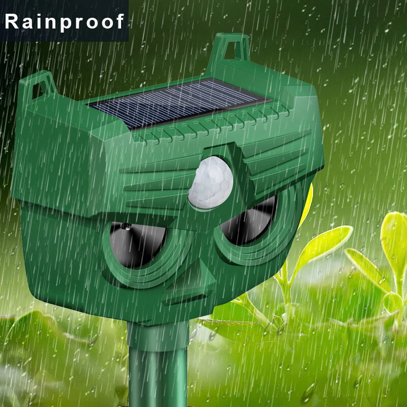 AGSIVO Solar Animal Repeller Ultrasonic Animal Repellent with PIR Motion Sensor and LED Flash Light For Cat / Mole / Dog / Squirrel / Deer / Fox — view 7