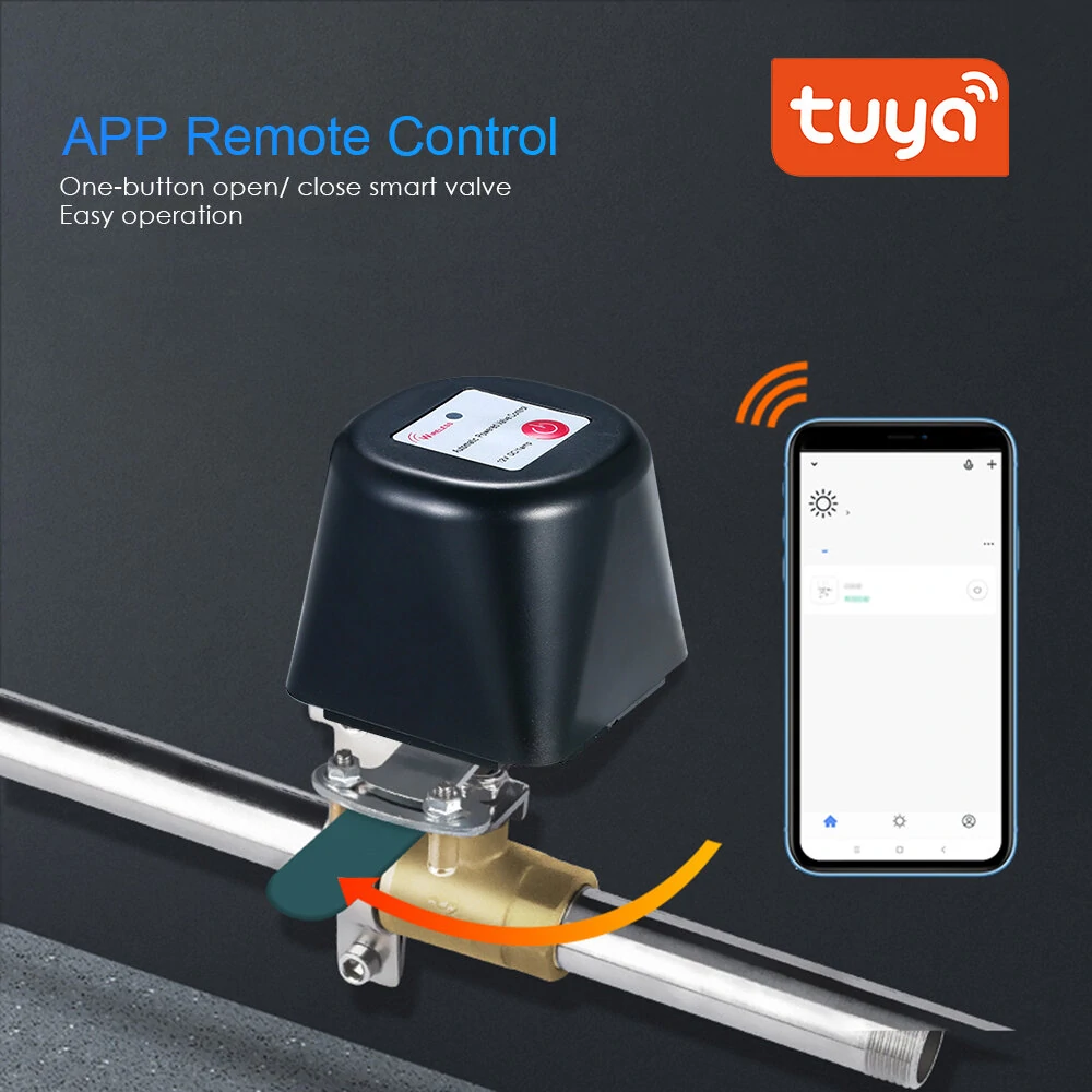 AGSIVO Tuya Wifi Smart Water Gas Valve Shut off App Remote Control Water Timer Sprinkler Controller Compatible With Alexa / Google Assistant Works with Smart Life and Tuya Application — view 3