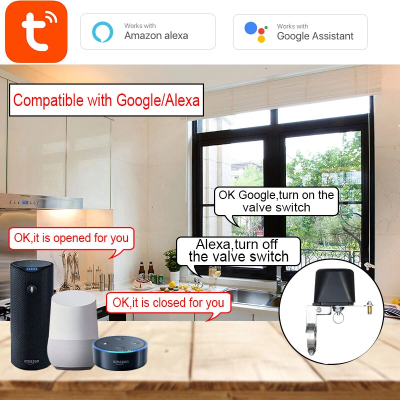 AGSIVO Tuya Wifi Smart Water Gas Valve Shut off App Remote Control Water Timer Sprinkler Controller Compatible With Alexa / Google Assistant Works with Smart Life and Tuya Application — view 4