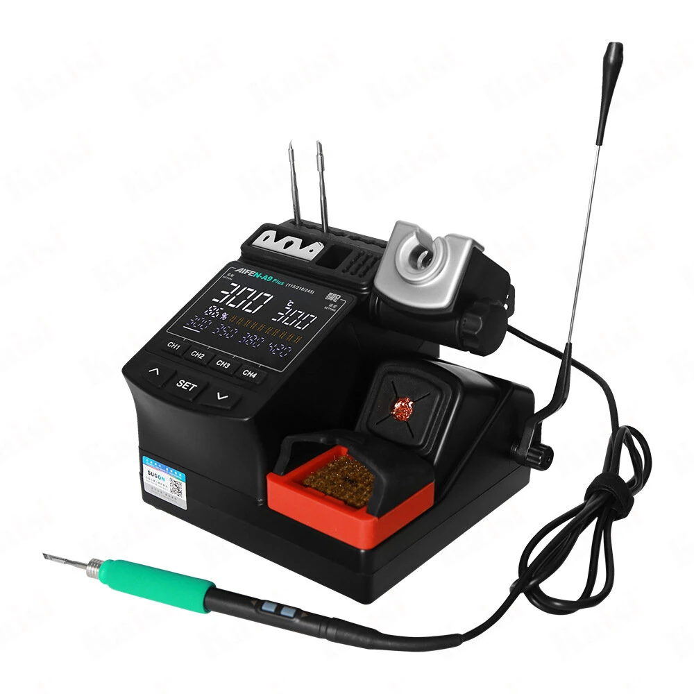 AIFEN A9 Plus Soldering Station 120W Temperature Control 100°C-450°C Anti Splash Cleaner 4 Segment Storage 245 Tips