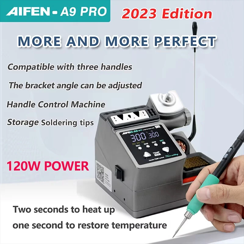 AIFEN A9PRO Soldering Station 120W Temperature Control Welding Tool Compatible with 245 Tips Adjustable Hibernation Bracket Silicone Organizer Professional Soldering Handle — view 4