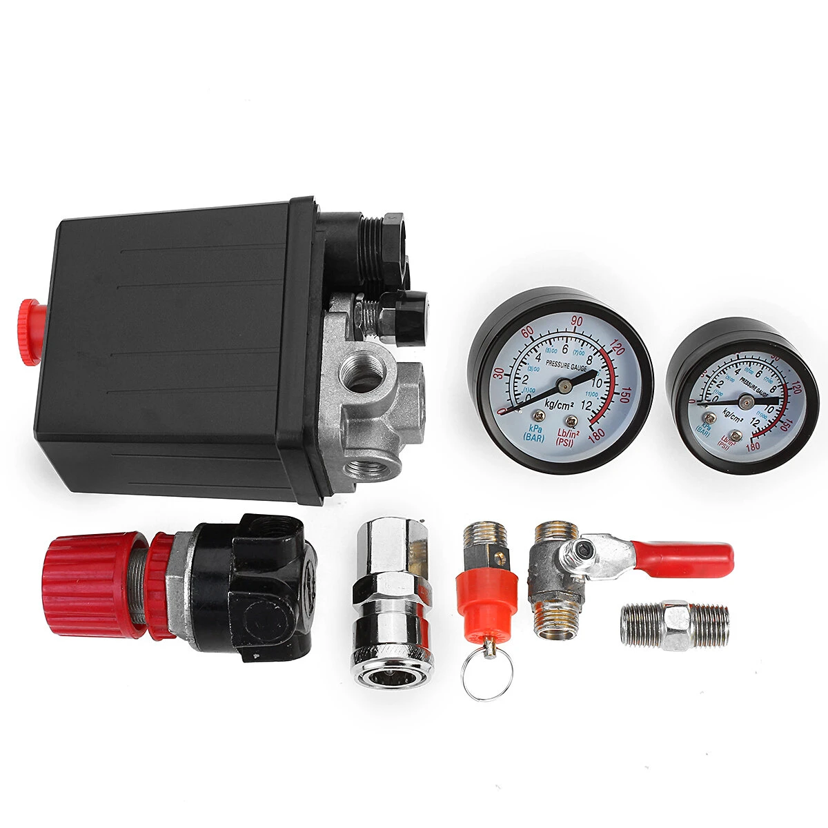 Air Compressor Pressure Switch Control Valve Regulator Gauges W/ Quick Connector — view 4