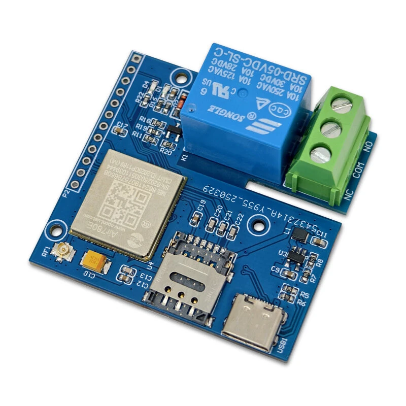 AIR780E 4G IoT Relay Module Single Channel AT Command Support Low Power Type-C Nano SIM Slot Network Status LED Module — Pricio