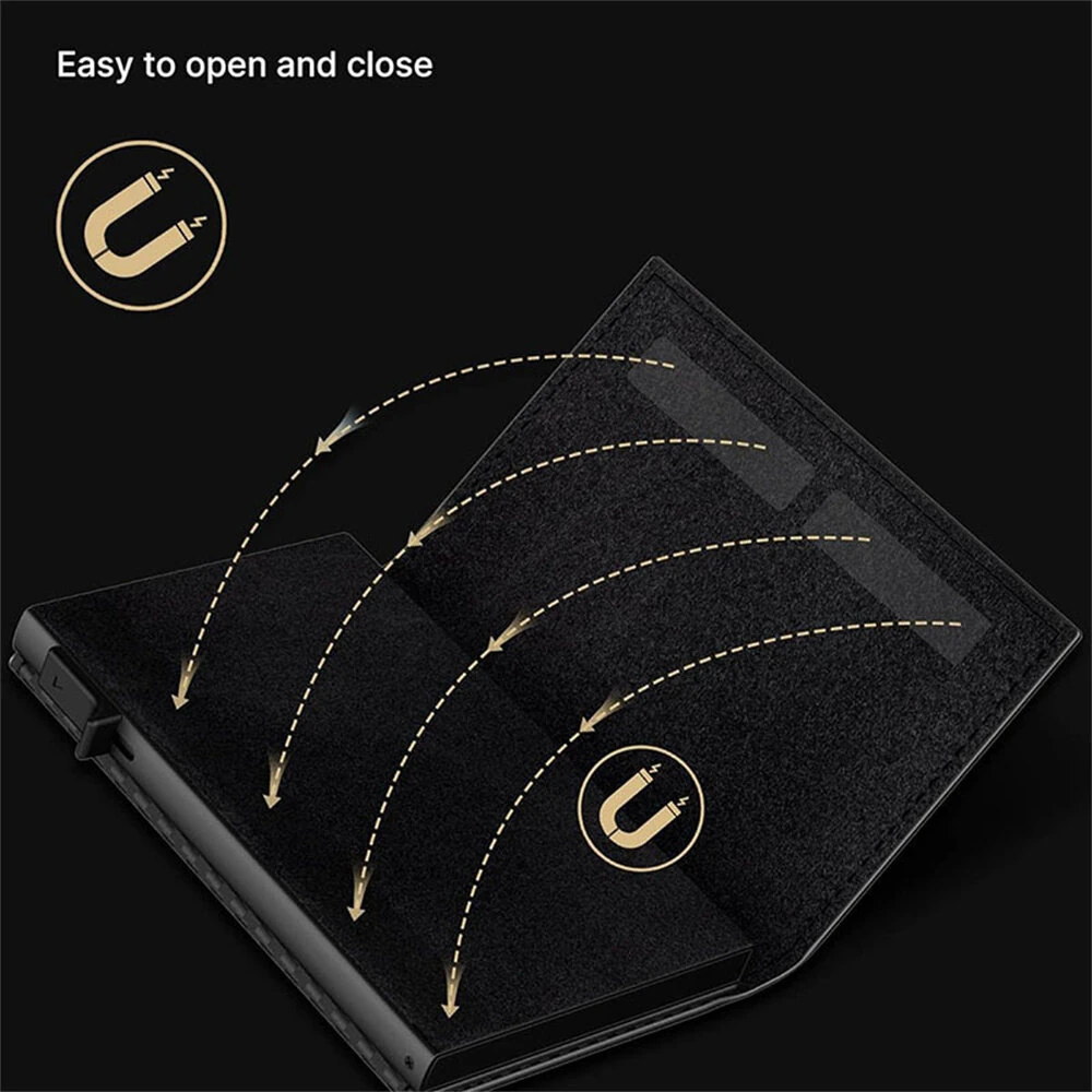 AirTag Microfiber Men's Automatic Popup Card Holder Tri-fold RFID Anti-theft Brush Purse Wallet Credit Card Clip — view 4