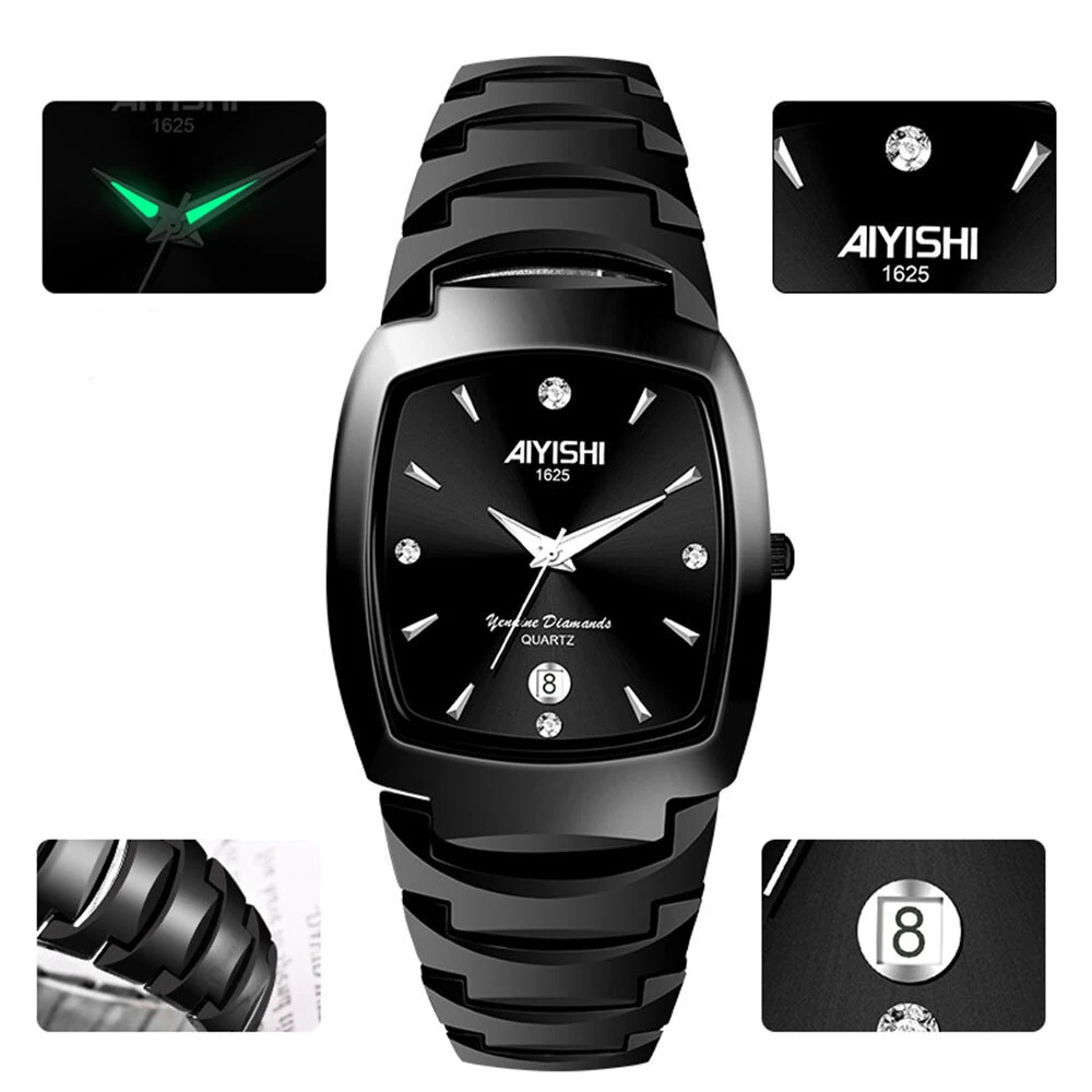 AIYISHI Luxury Men's Square Quartz Watch Steel Strap Casual Business Wristwatch Waterproof Luminous Date Design Comfortable Stylish — AIYISHI