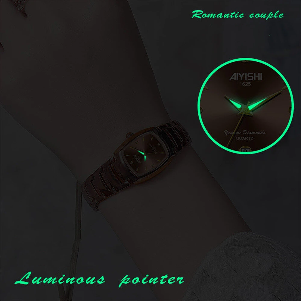 AIYISHI Luxury Men's Square Quartz Watch Steel Strap Casual Business Wristwatch Waterproof Luminous Date Design Comfortable Stylish — view 5