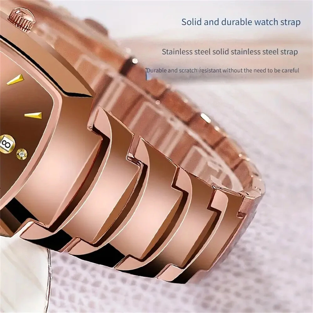 AIYISHI Luxury Men's Square Quartz Watch Steel Strap Casual Business Wristwatch Waterproof Luminous Date Design Comfortable Stylish — view 8