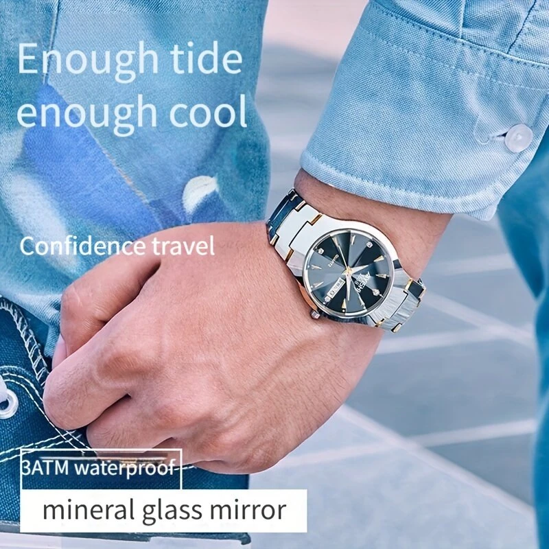 AIYISHI Men Business Watch Waterproof Automatic Quartz Watches Luminous Double Date Wristwatch — view 10
