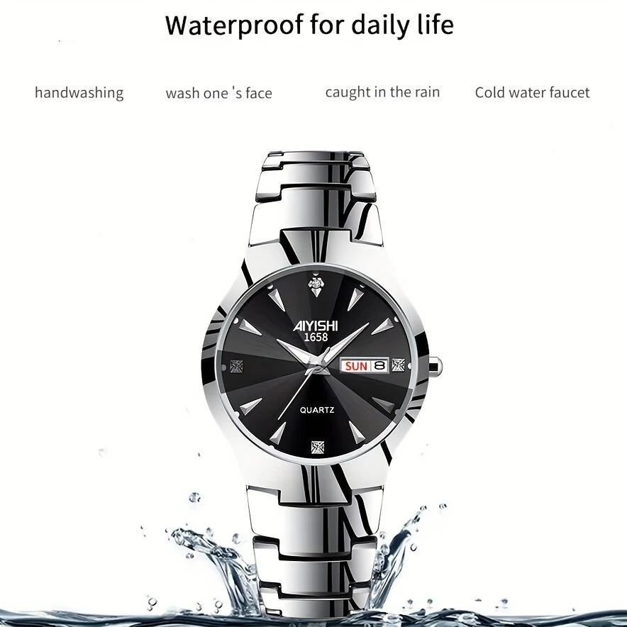 AIYISHI Men Business Watch Waterproof Automatic Quartz Watches Luminous Double Date Wristwatch — view 3