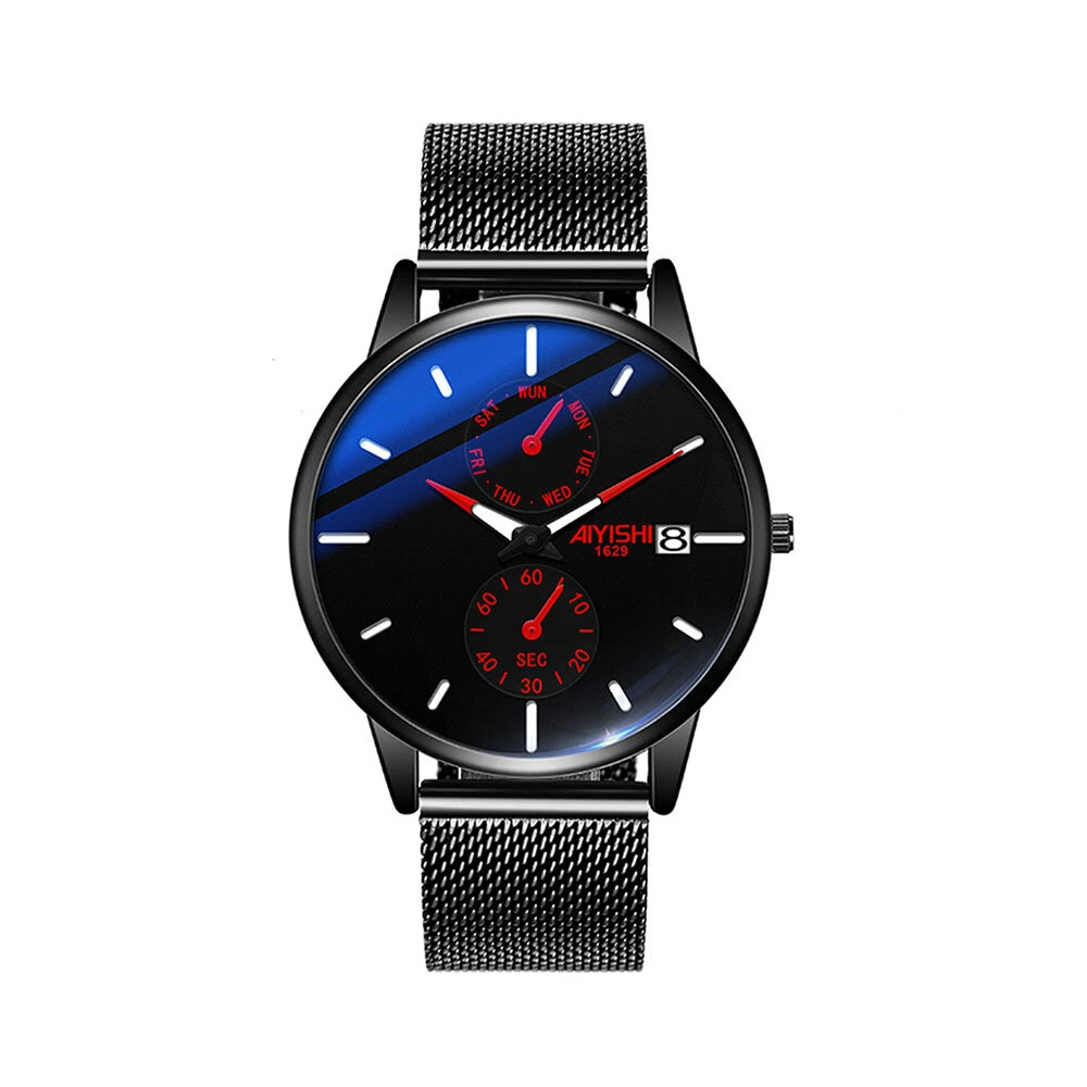 AIYISHI Men Simple Luxury Fashion Quartz Watch Luminous Waterproof Watch Stainless Steel Mesh Strap Sport Watch Fashion Wrist Watches — view 2