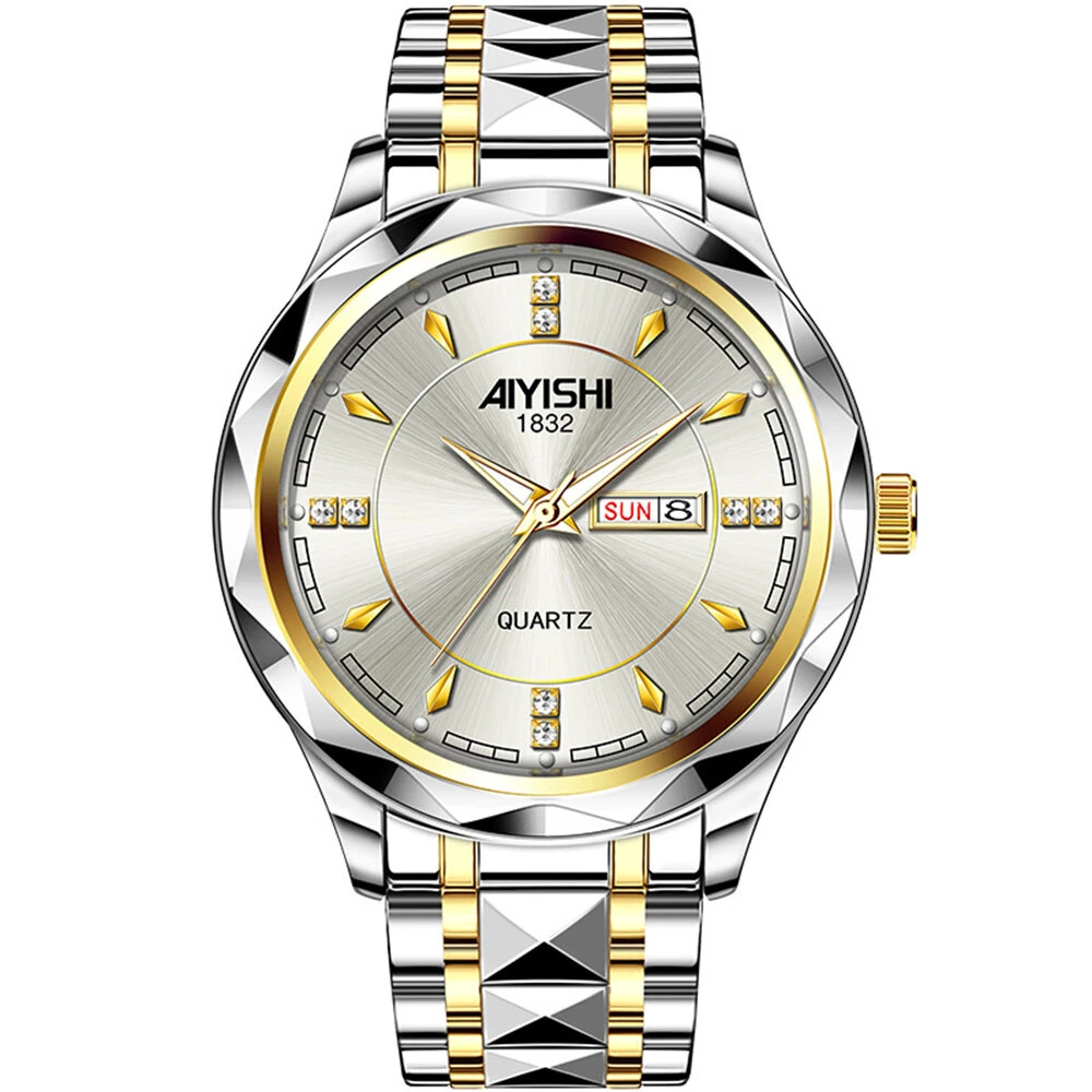 AIYISHI Men Watches Luxury Brand Luminous Waterproof Business Watch Stainless Steel Strap Quartz Watch — view 3