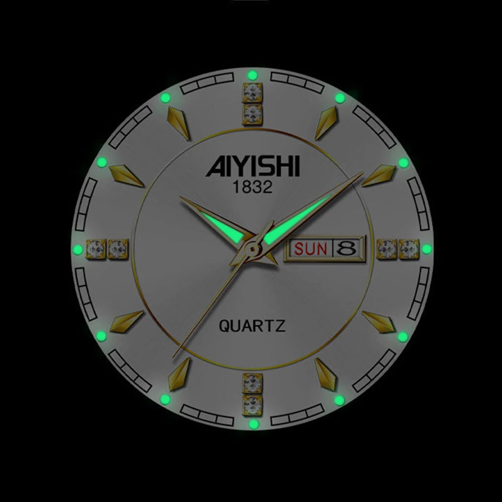 AIYISHI Men Watches Luxury Brand Luminous Waterproof Business Watch Stainless Steel Strap Quartz Watch — view 7