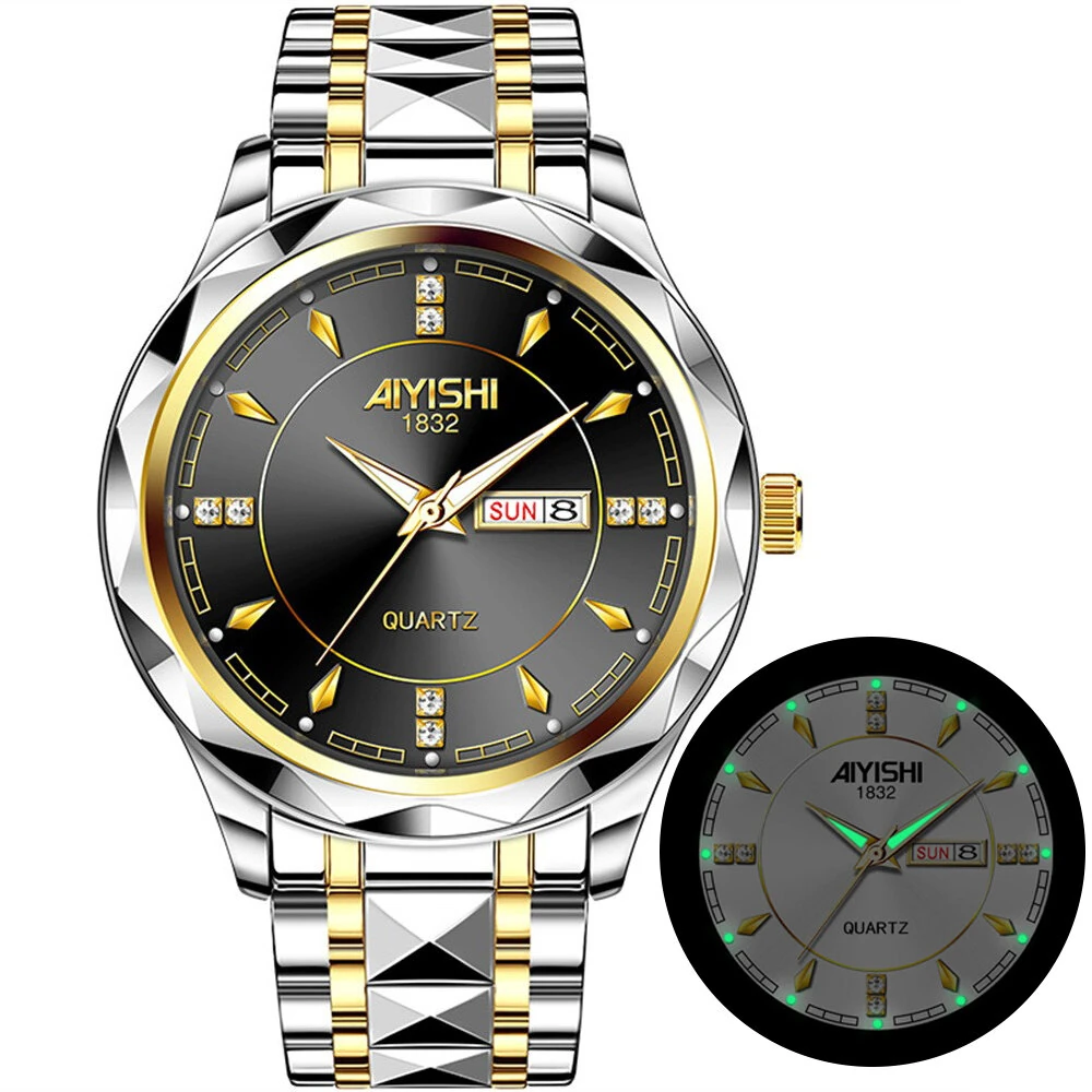 AIYISHI Men Watches Luxury Brand Luminous Waterproof Business Watch Stainless Steel Strap Quartz Watch — view 9