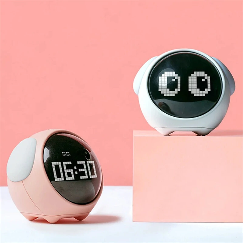 Alarm Clock with Cute Expression Voice-Activated Numpopularity Alarm Clocks Rechargeable LED Night Lights — Alarm