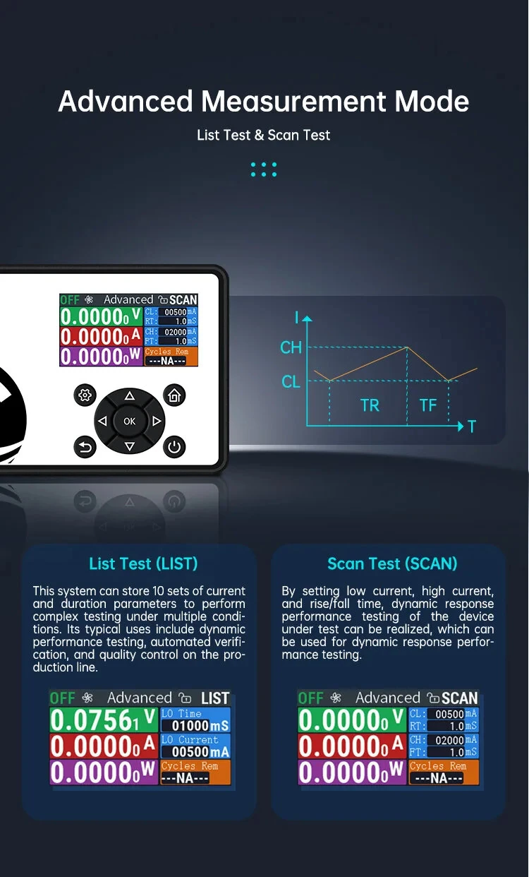 ALIENTEK EL15 Programmable Electronic Load Meter 150W Testing Tool High Precision Battery Capacity Measurement Voltage Range 0.1V to 60V Current Range 0A to 12A Compact Design IPS LCD Display — view 8