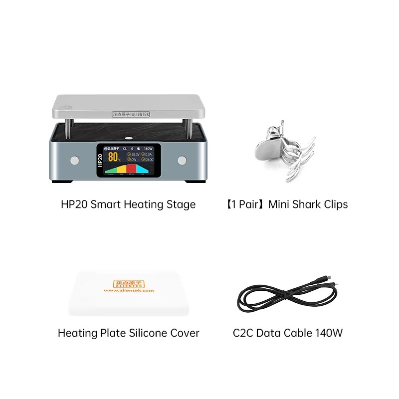 ALIENTEK HP20 Heating Plate 200W 350°C Adjustable Temperature Soldering Tool Type-C Fast Charging IPS Display Compact Preheating Station Professional Soldering — view 9
