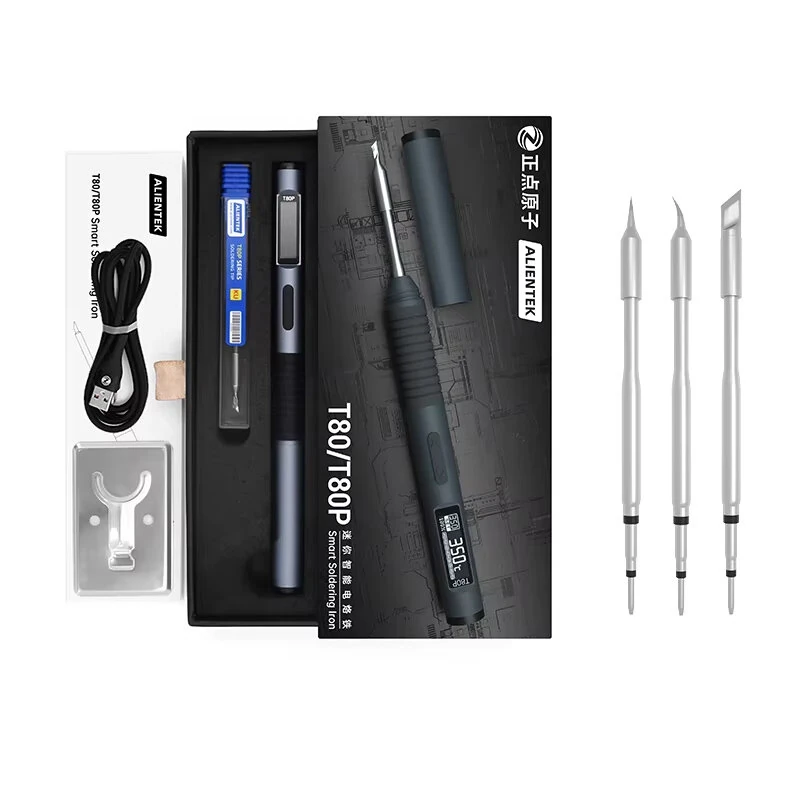ALIENTEK T80 T80P Smart Soldering Iron Type-C Power Supply 18-100W Adjustable Fast Heat OLED Display Temperature Control 80-450°C Portable Electric Soldering Tool — view 7