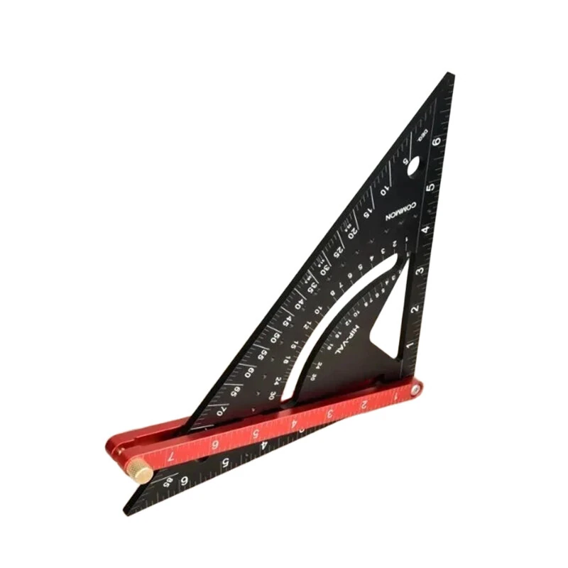 Aluminum Alloy Triangle Ruler Thickened Base Precision Angle Measurement Multi Functional Positioning Drawing Tool Metric Inch Dual Scale Woodworking Professional Adjustable — view 2