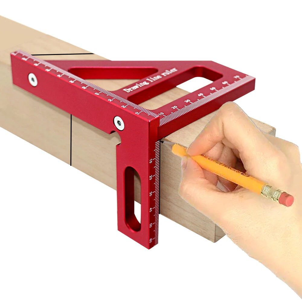 Aluminum Alloy Woodworking Square Protractor Miter Triangle Ruler Right Angle Ruler Drawing Line Ruler Measuring Tool for Carpentry — Pricio
