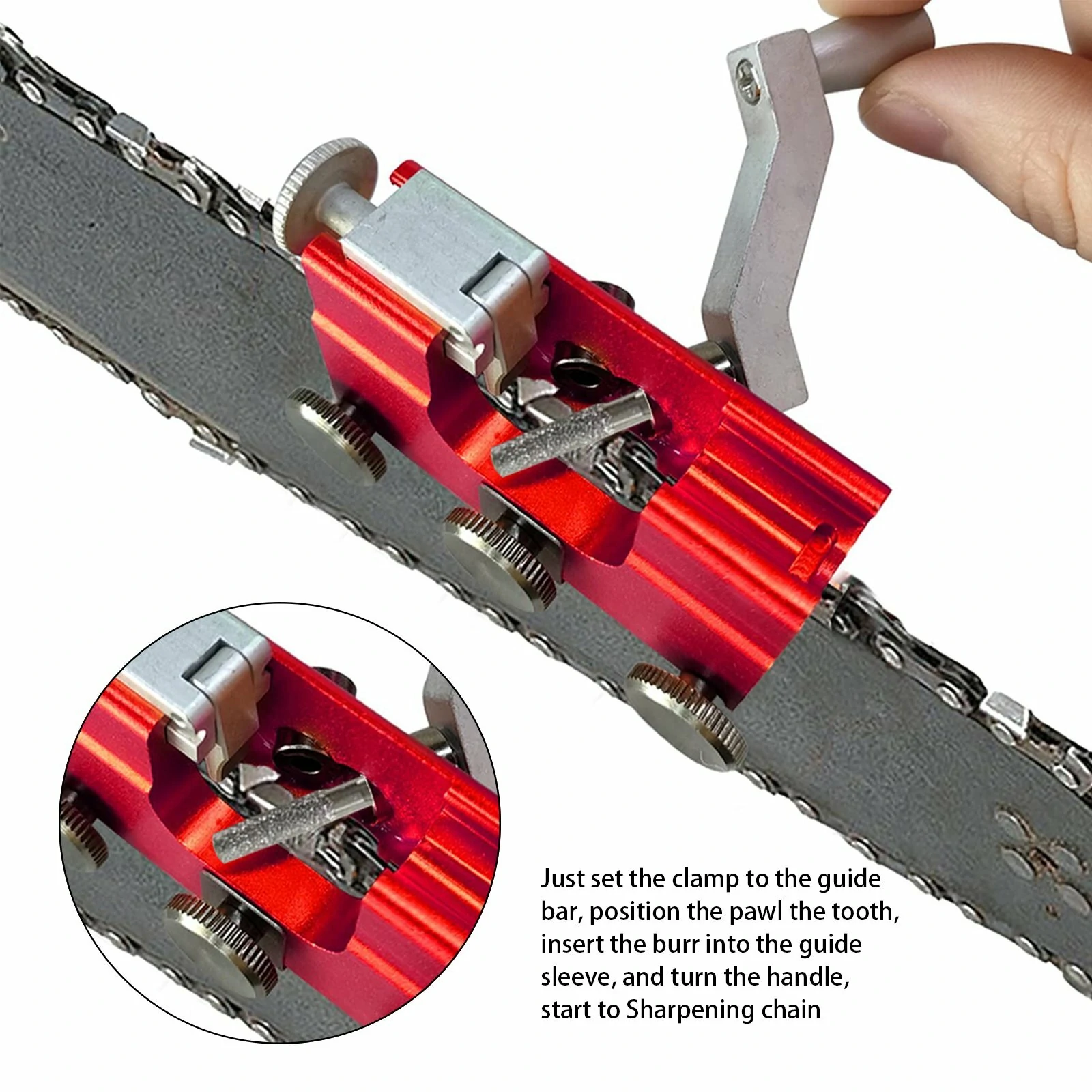 Aluminum Chainsaw Sharpener Portable Chain Saw Chain Saw Sharpener Sharpener with 2pcs Stone Grinders Drill Sharpener — view 5