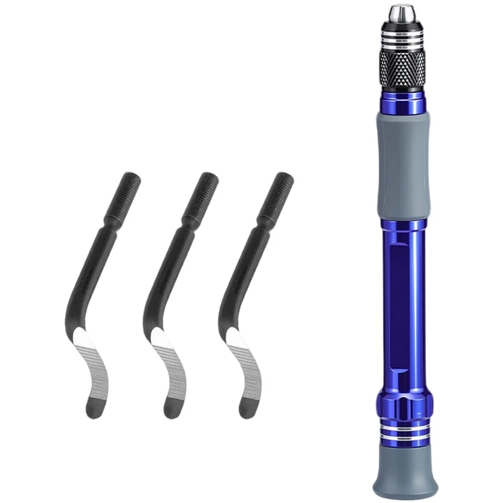 Aluminum Handle Deburring Tool Trimming Cutter with Replaceable Blades for Metal Plastic Wood Precision Craft Rotary Bit — view 3