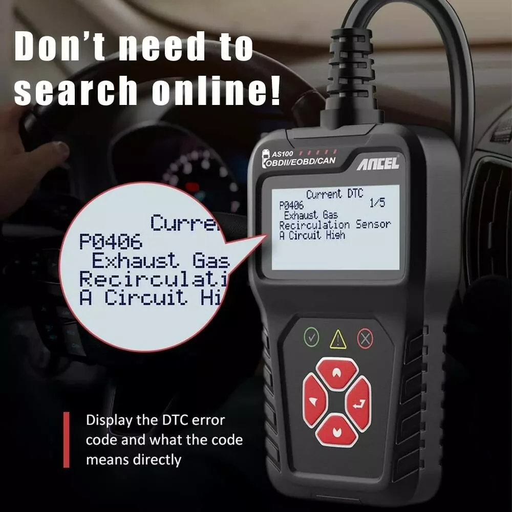 ANCEL AS100 OBD2 Scanner Car Code Reader Diagnostic Scan Tool Check Engine Fault  Read Codes Clears Codes — view 3