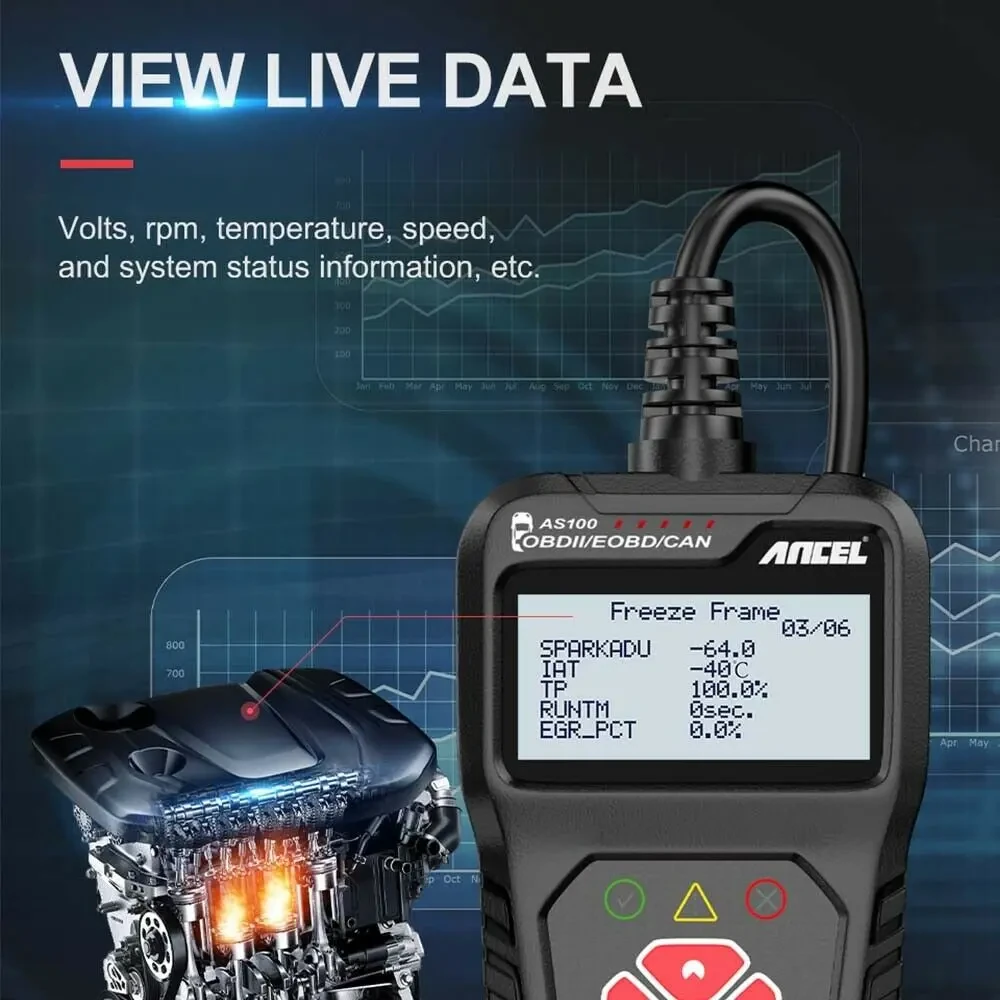 ANCEL AS100 OBD2 Scanner Car Code Reader Diagnostic Scan Tool Check Engine Fault  Read Codes Clears Codes — view 5