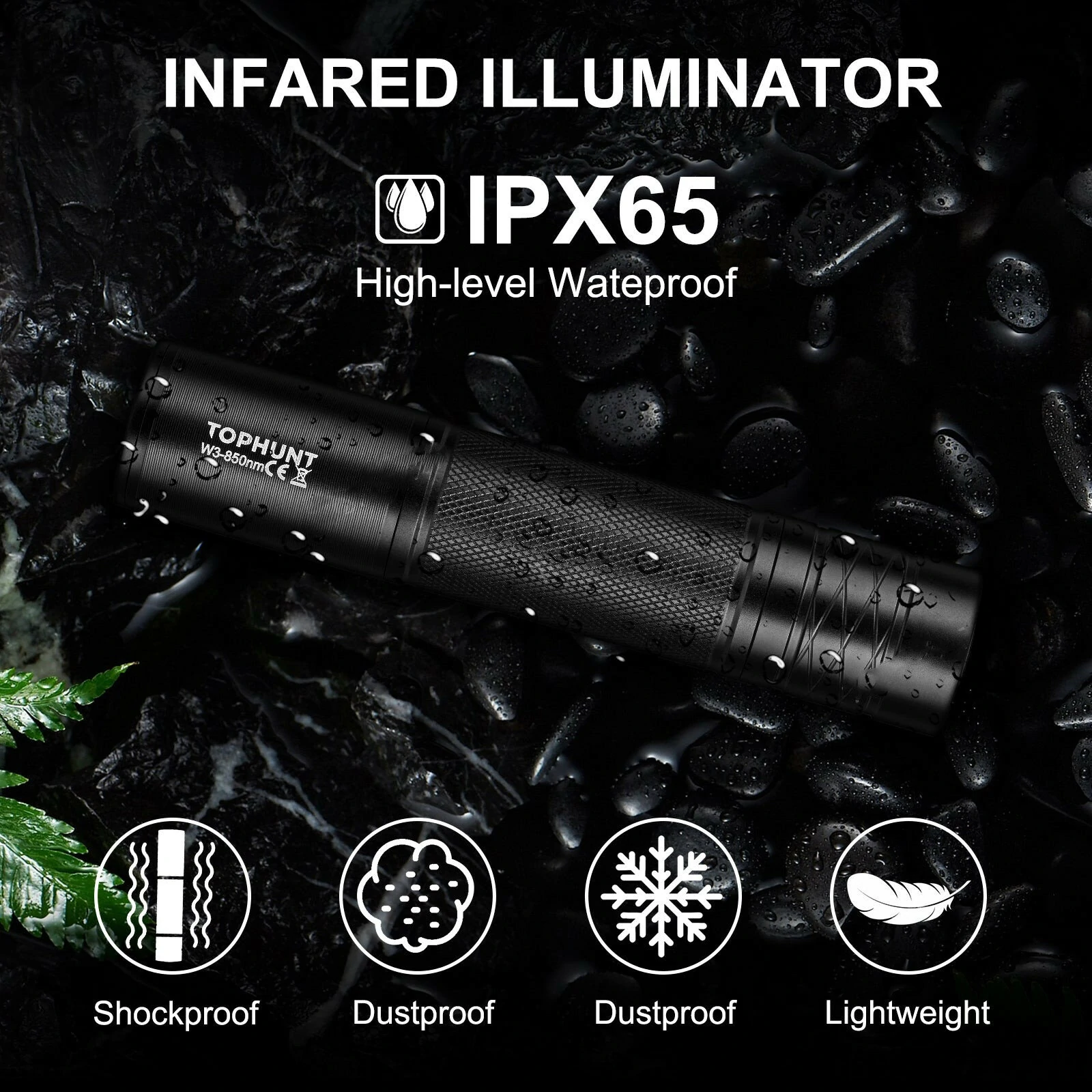 ANEKIM W3 5W LED 850nm 940nm Vcsel Infrared Flashlight IR Torch Zoomable Infrared Illuminator for Night Vision Scope Lights — view 6