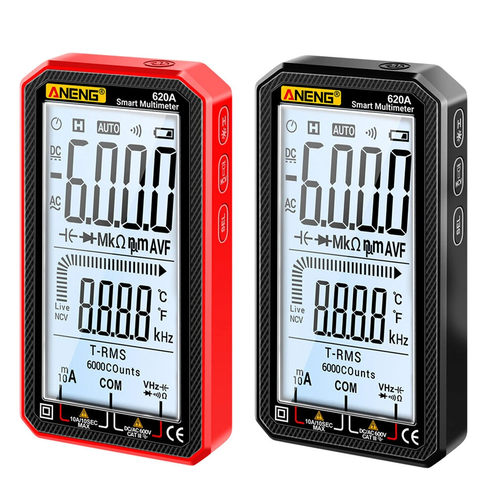 ANENG 620A Smart Multimeter 6000 Counts AC/DC Voltage Current Resistance Capacitance Frequency Temperature Non-Contact Voltage Detection Backlit LCD Screen Auto Power Off — ANENG