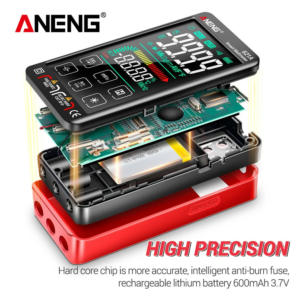 ANENG 621A 9999 Counts Auto Range Full-screen Touch Smart Digital Multimeter Rechargeable DC/AC Voltage Current Tester Meter — view 7