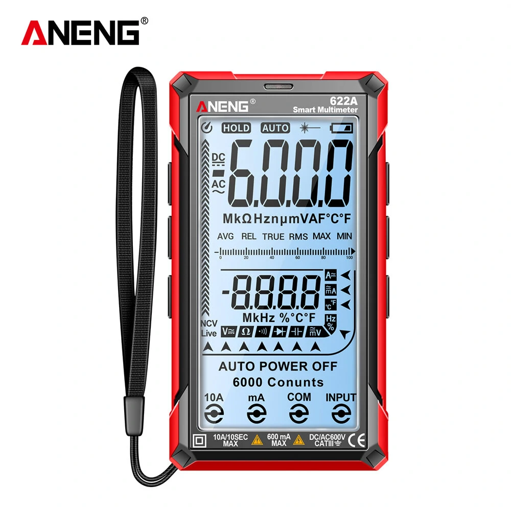 ANENG 622A Digital Smart Multimeter 10A Tester Meter Auto Range True RMS DC/AC 6000 Multitester With Laser Lamp Capacitance Ohm — view 2