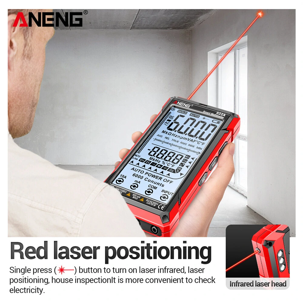 ANENG 622A Digital Smart Multimeter 10A Tester Meter Auto Range True RMS DC/AC 6000 Multitester With Laser Lamp Capacitance Ohm — view 7