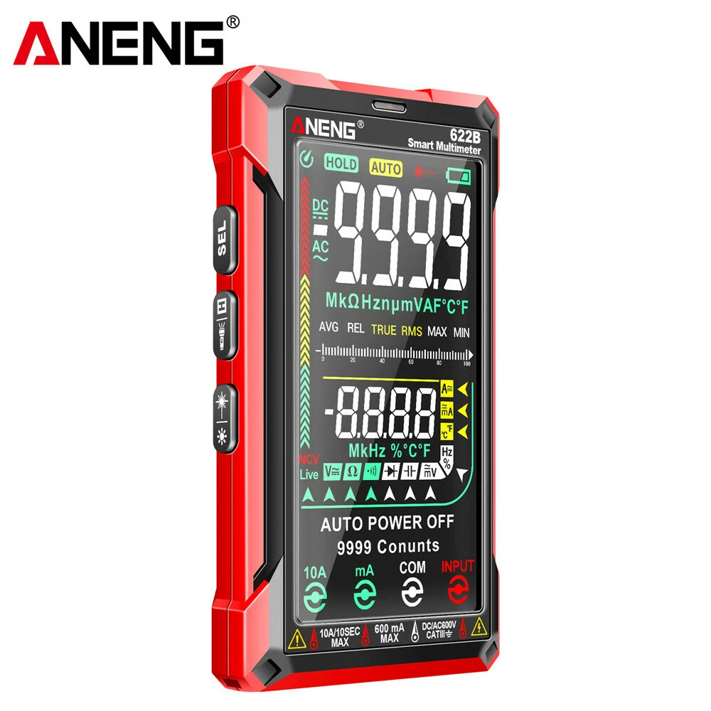 ANENG 622B Digital Smart Multimeter 10A Tester Meter Auto Range True RMS DC/AC 9999 Multitester With Laser Lamp Capacitance Ohm — view 3