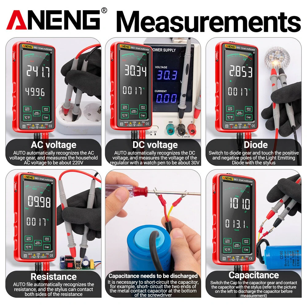 ANENG 683 Smart Multimeter High-end Touch 6000 Counts Multimetro Test Rechargeable Multitester AC/DC Voltage Tester Current Tool — view 5