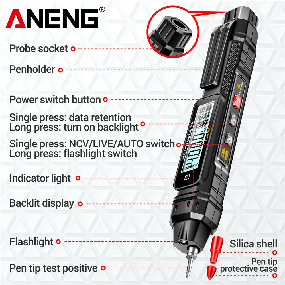 ANENG A3005 Digital Multimeter Pen Type 4000 Counts Professional Meter Non-Contact Auto AC/DC Voltage Ohm Diode Tester For Tool — view 5