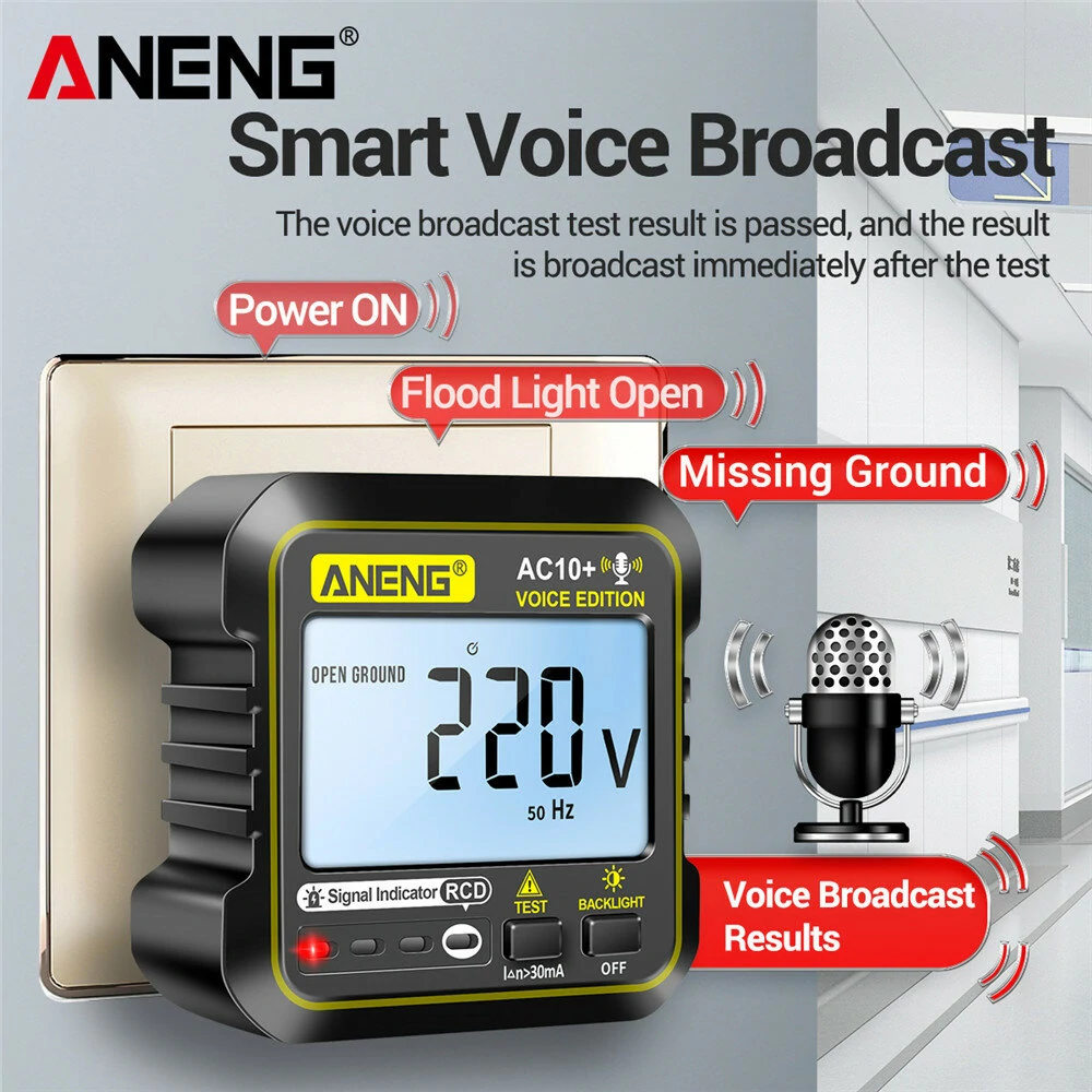 ANENG AC10+ Digital Display Socket with LCD Screen Voice Broadcast Leakage Protection Phase Meter Plug For Reliable Performance- Ideal for Standard Power Outlets — view 5