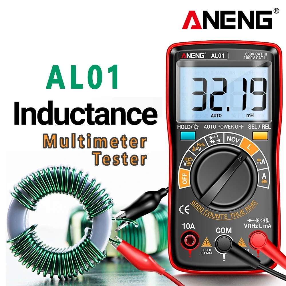 ANENG AL01 Portable Digital Multimeter High Precision Voltage Current Resistance Capacitance Frequency Temperature Tester Inductance NCV Detection True RMS Backlight Display Auto-Off — view 3