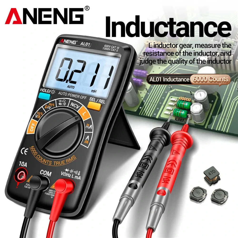 ANENG AL01 Portable Digital Multimeter High Precision Voltage Current Resistance Capacitance Frequency Temperature Tester Inductance NCV Detection True RMS Backlight Display Auto-Off — view 4