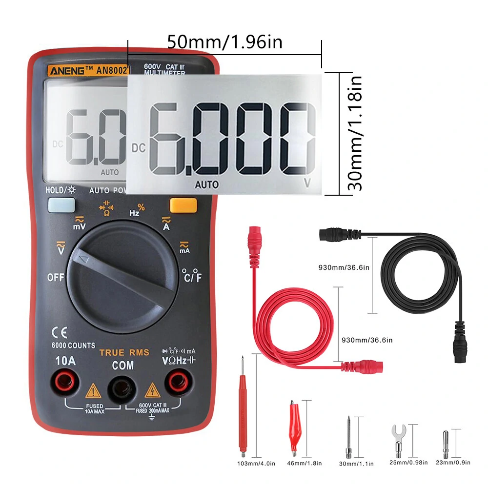 ANENG AN8002 Digital True RMS 6000 Counts Multimeter AC/DC Current Voltage Frequency Resistance Temperature Tester ℃/℉ — view 6