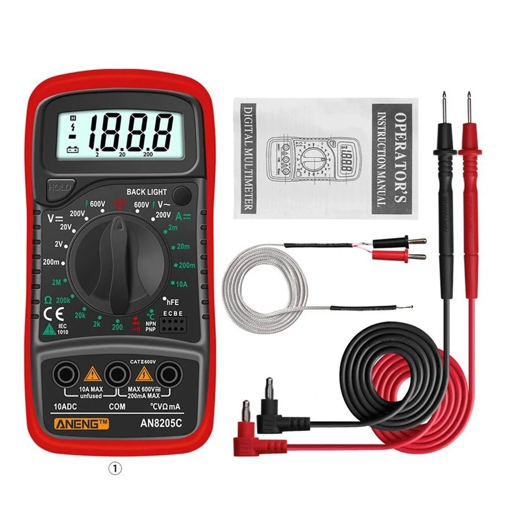 ANENG AN8205C Digital Multimeter AC/DC Ammeter Volt Ohm Tester Meter Multimetro With Thermocouple LCD Backlight — view 2