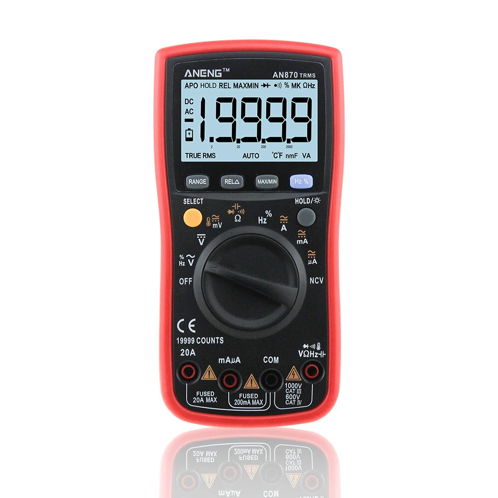 ANENG AN870 Auto Range Digital Precision Multimeter 19999 Counts True-RMS NCV Ohmmeter AC/DC Voltage Ammeter Transistor Tester — ANENG